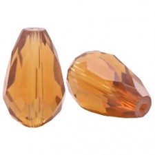 Top faceted drop shaped bead 8x11mm Light ginger golden brown